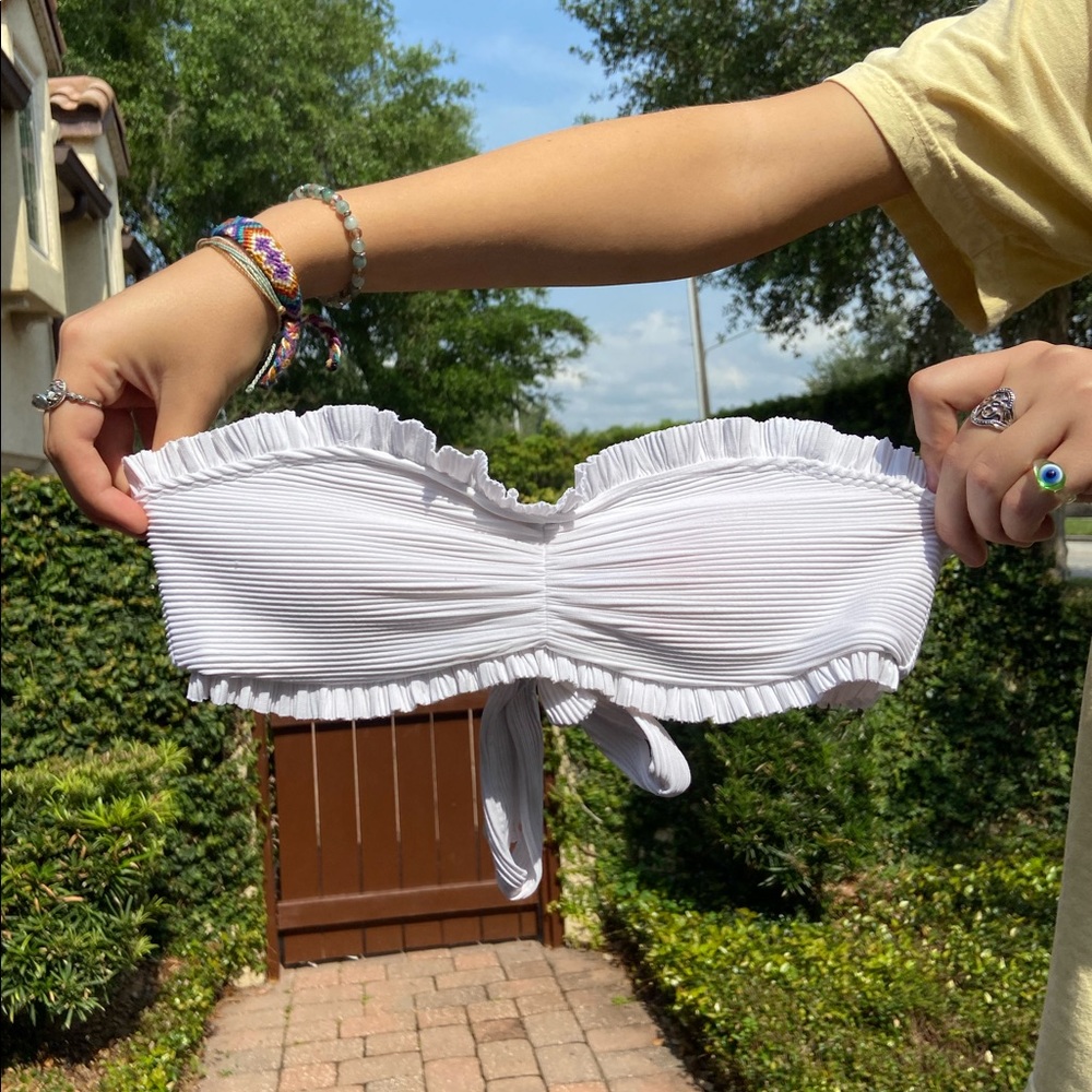 PacSun LA hearts white bikini tie top